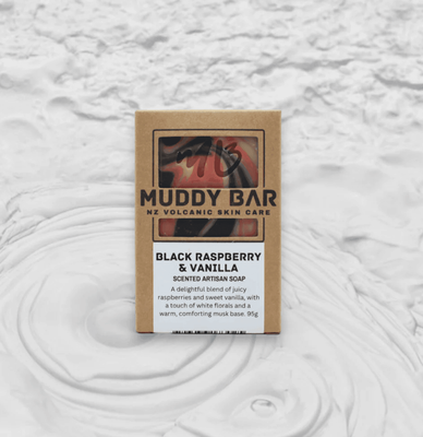 Muddy Bar Soap Black Raspberry &amp; Vanilla with Activated Charcoal 95gr Bar