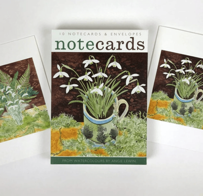 Art Angels Snowdrops &amp; Lichen/Snowdrops and Fern 10 Blank Notecards