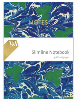 Museums &amp; Galleries Slimline Notebook Blue Marbled Endpaper