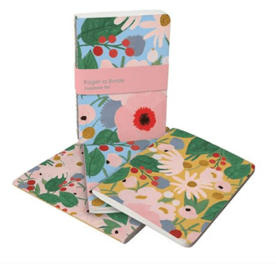 Roger La Borde  Big Pink Flower Set of 3 A6 Notebooks