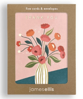 James Ellis - Vase of Flowers Thank You Card 5 Pkt - Mini Card Pack