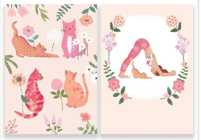 Hammond Gower - Cats &amp; Yoga Pose 8 Pkt - Notecards