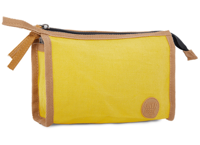 Pencil Pouch Onyx + Green  Jute/Cotton  Yellow