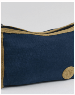 Pencil Pouch Onyx + Green  Jute/Cotton  Blue