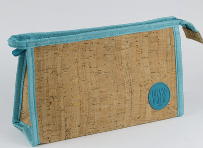 Pencil Pouch Onyx + Green  Cork Teal