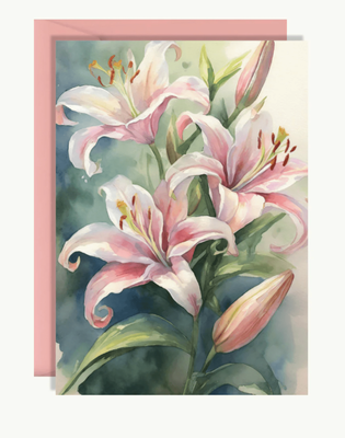 Greeting Card Blackwell Press  Blank Card  Christmas lily