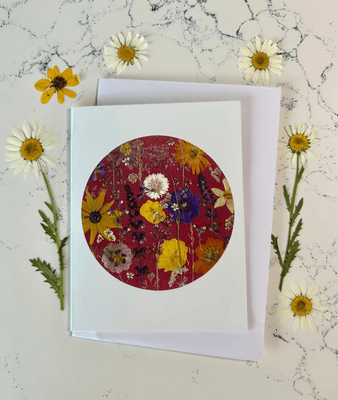 Wayswithwildflowers Blank  Greeting Card Maroon Circle