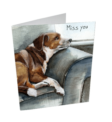 Greeting Card With Envelope Little Dog Laughed - Miss You - Mini Card