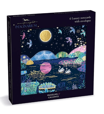 Museums &amp; Galleries - Meditative Moon 6 Pkt Square Luxury Notecard Wallet