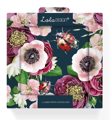 Lola Design Pack of Six Blank Ladybird Pattern Notecards