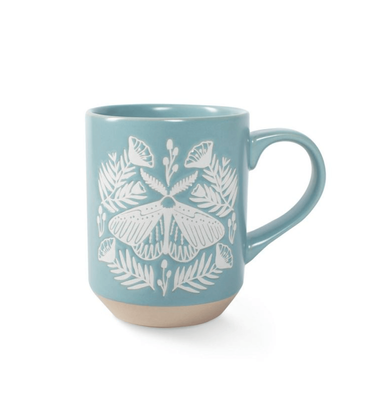 Fringe - White Moth On Blue - Stoneware Mug