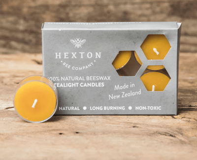 Hexton NZ Made Set 6 Natural Beeswax Tealight Candles