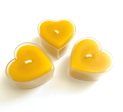 Hexton Heart Shape Beeswax Tealight Candles Set 6 NZ Made