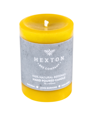 Hexton. Pure Beeswax Solid Pillar Candle 75x100mm NZ Made