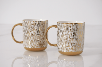 Pampa Bay Set of 2 Dotted Mugs &quot;I can&rsquo;t believe it&rsquo;s not metal! it&rsquo;s porcelain&quot;