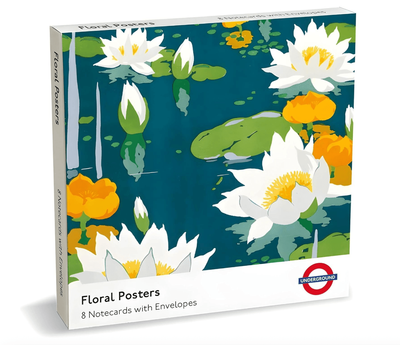 Museums &amp; Galleries Transport For London Kew Gardens Water Lilies Floral Posters 8 Pkt Notecards