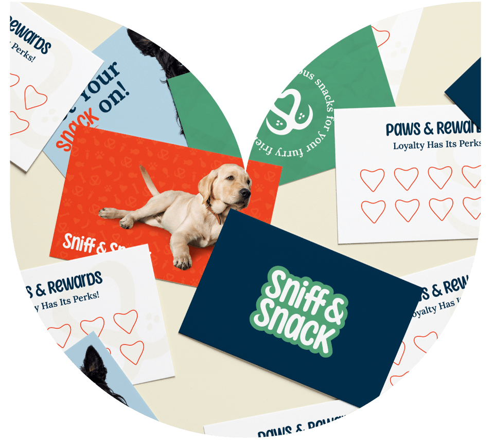 Visual representation of comprehensive Sniff & Snack brand identity design services