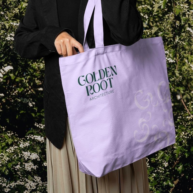 Golden Root branded tote bag