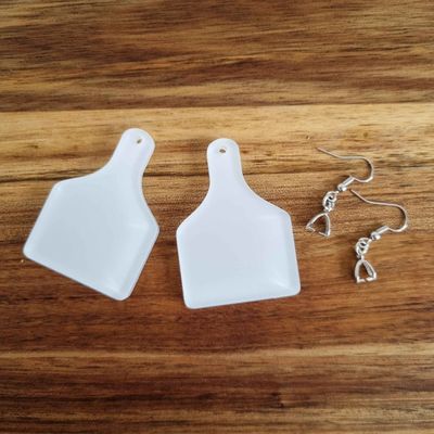 Acrylic Cow Tag Earrings