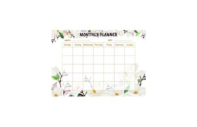 Monthly Planner Magnolia