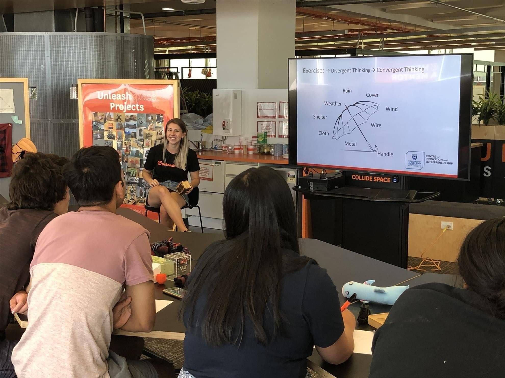 A group of students attending a science lecture