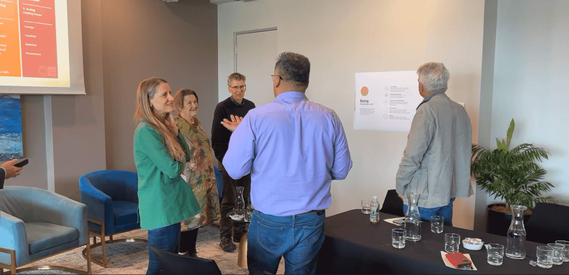 Event attendees networking following a sustainability workshop