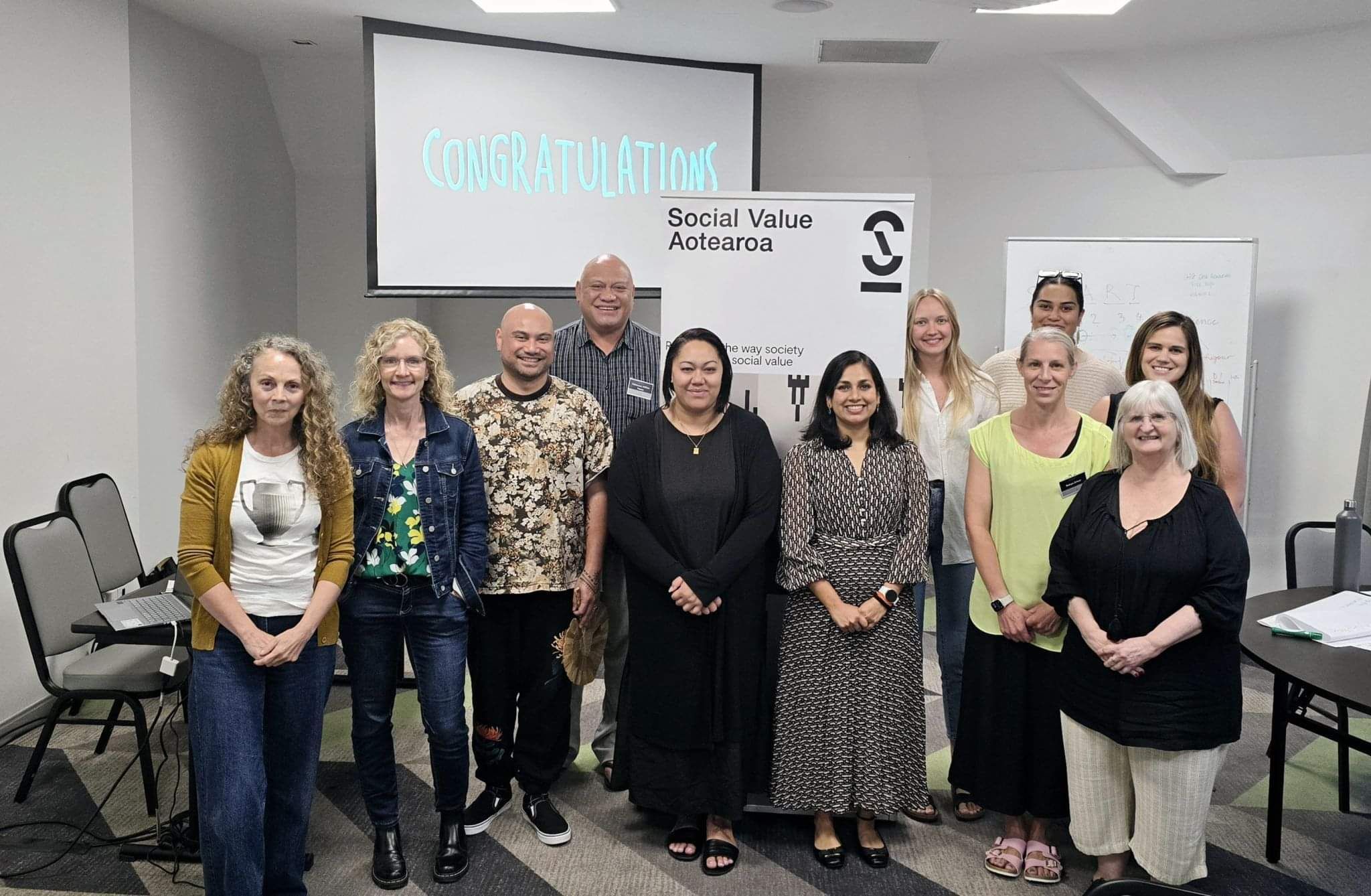 Group photo of participants following a social return on investment training session