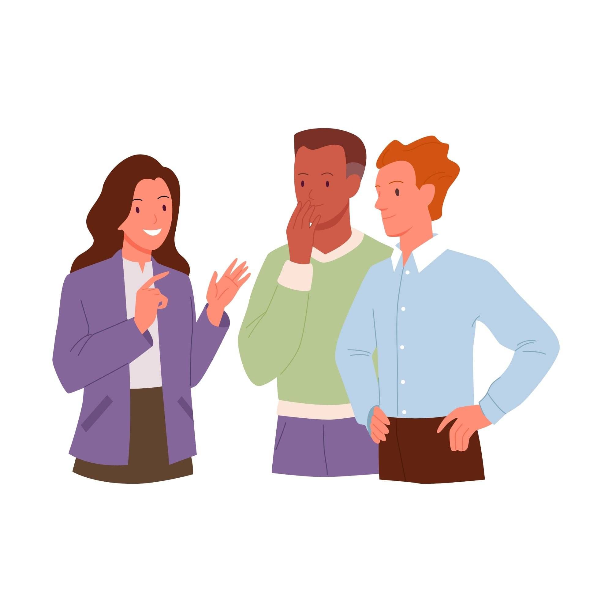 Illustration of three businesspeople talking
