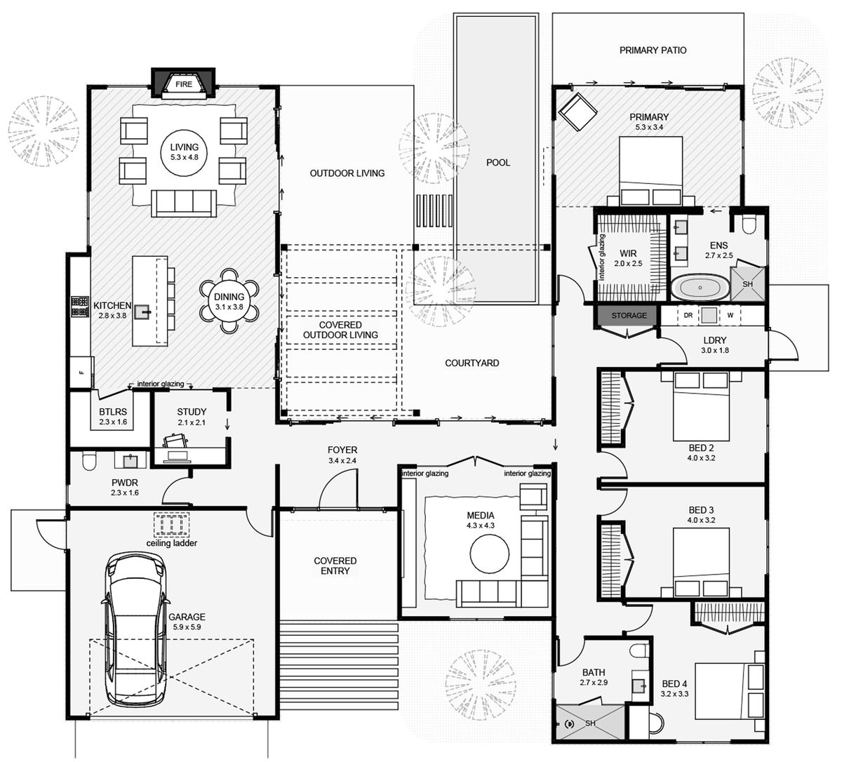 H Shaped House Plans Large