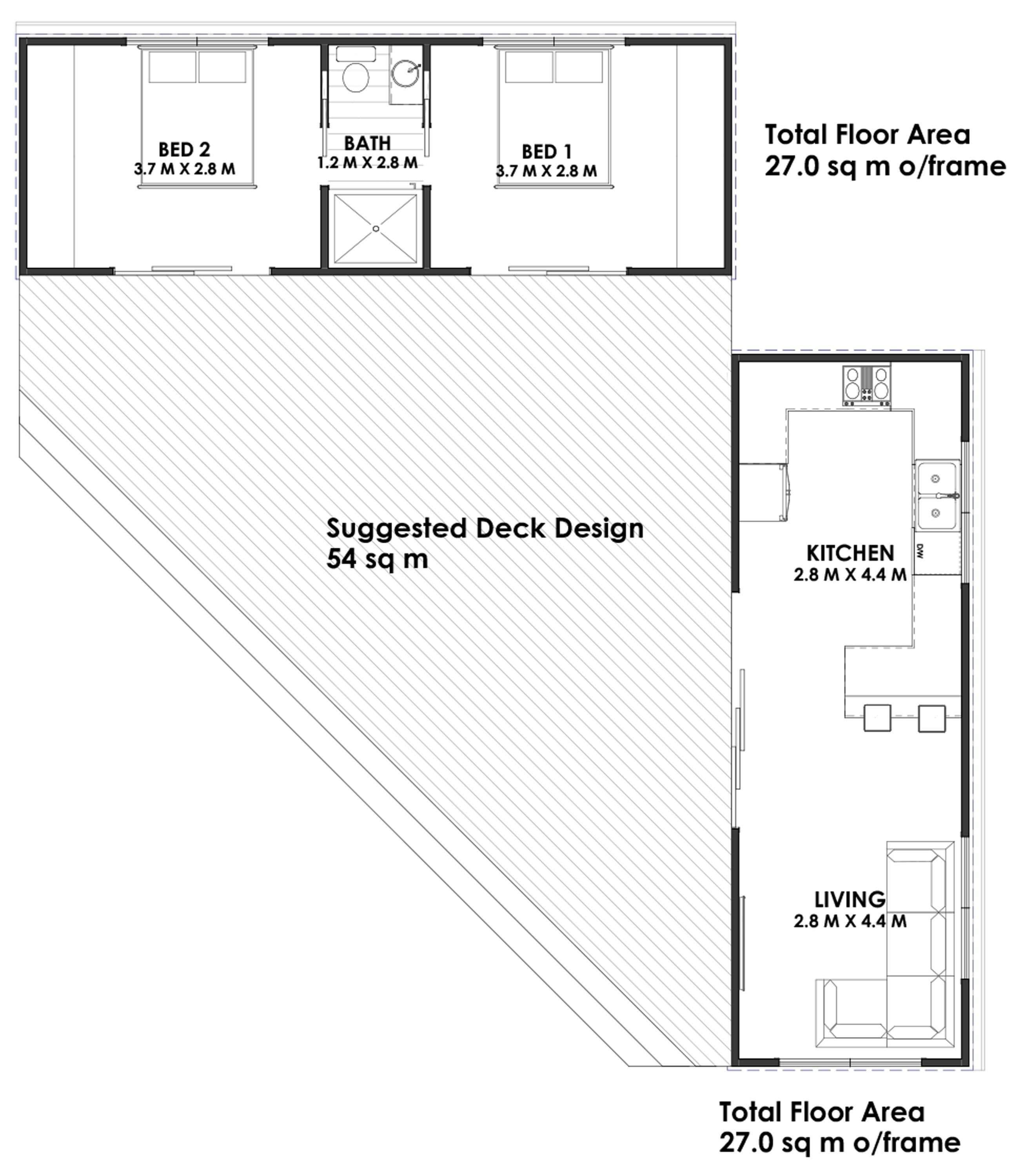 Whitechurch Construction, Waikato residential builders. Image of tiny home cabin plans. 