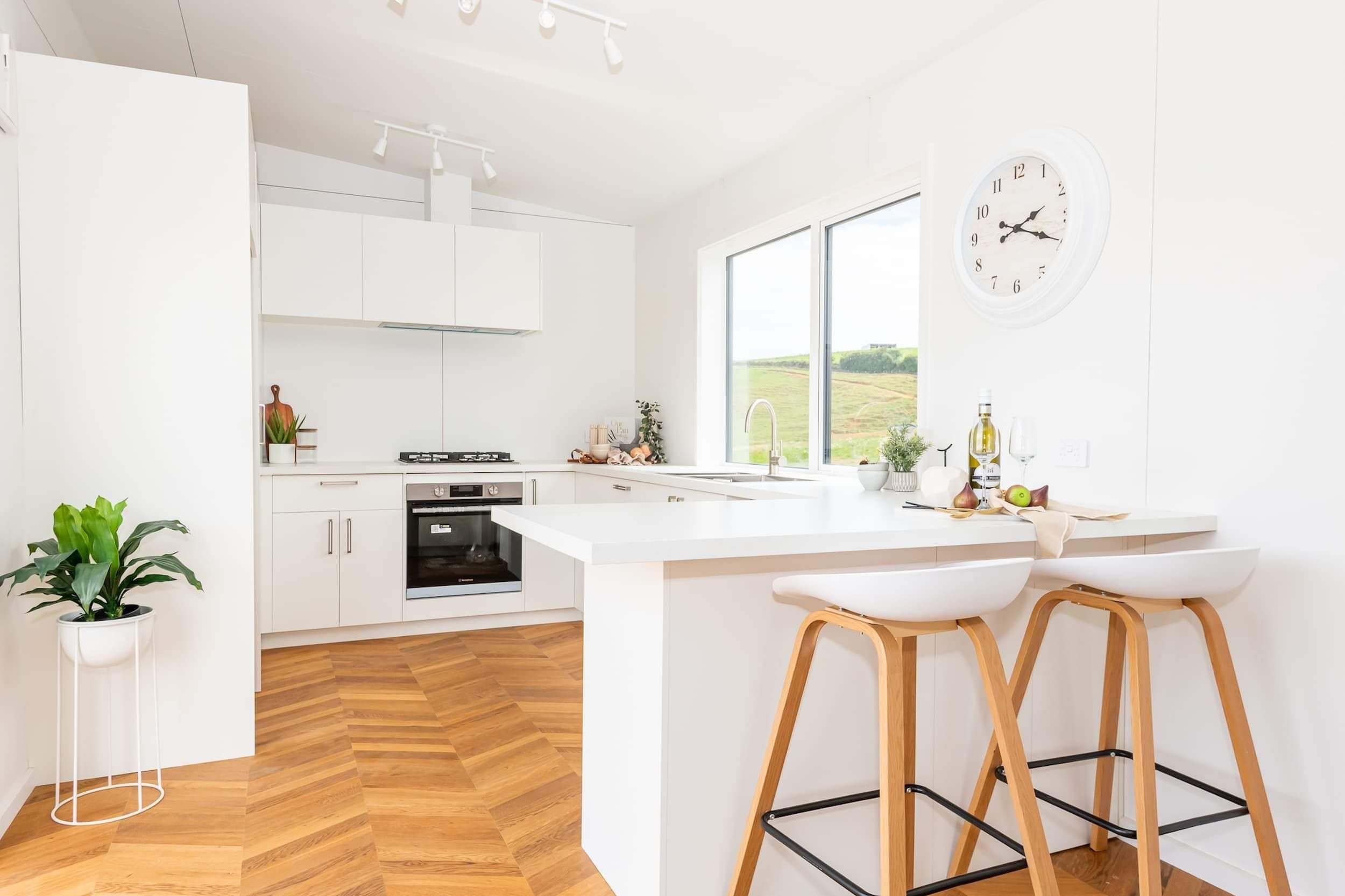 close up of tiny home cabin brand new kitchen