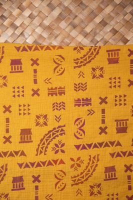 Muslin Wrap - Brown on Mustard Yellow