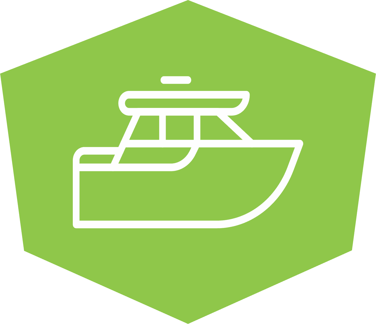 Boat icon in green hexagon