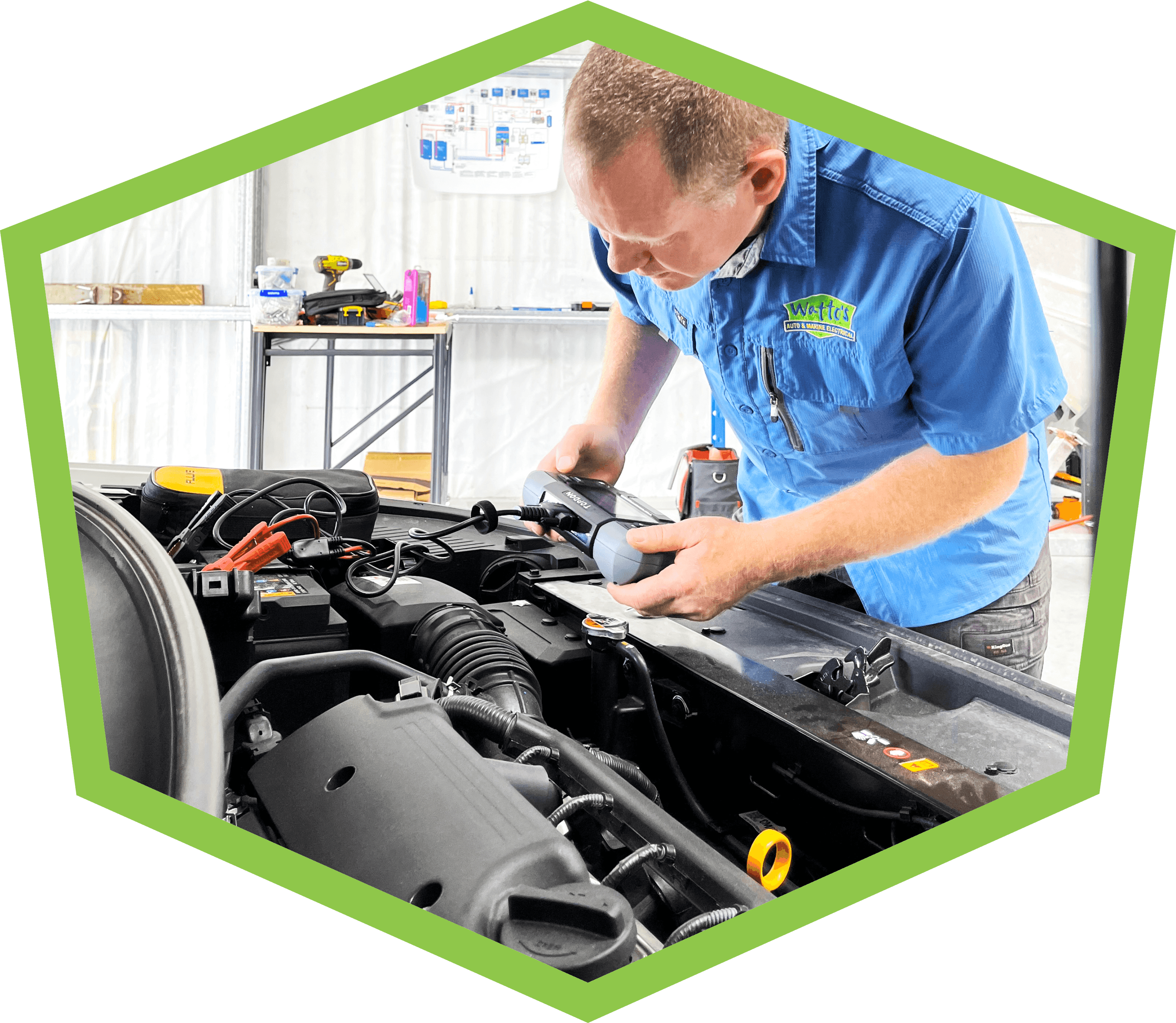 Testing the battery in a car