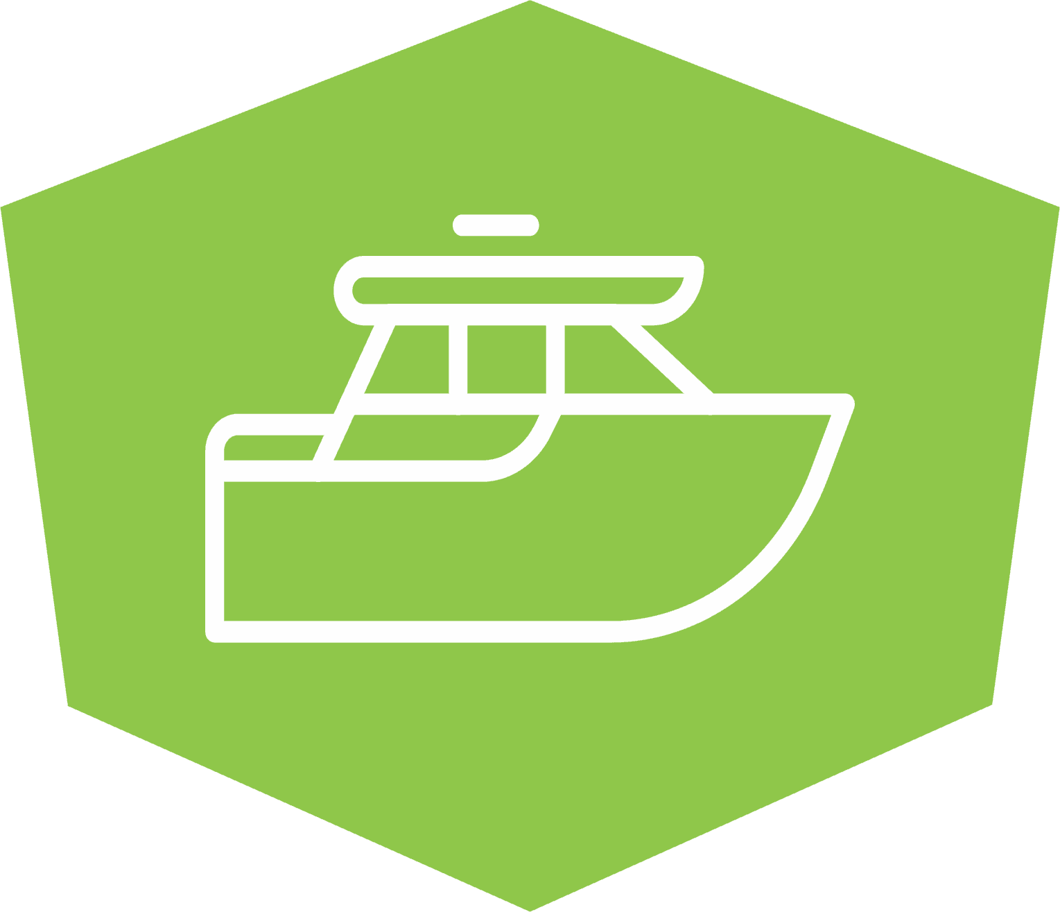 Boat icon in green hexagon