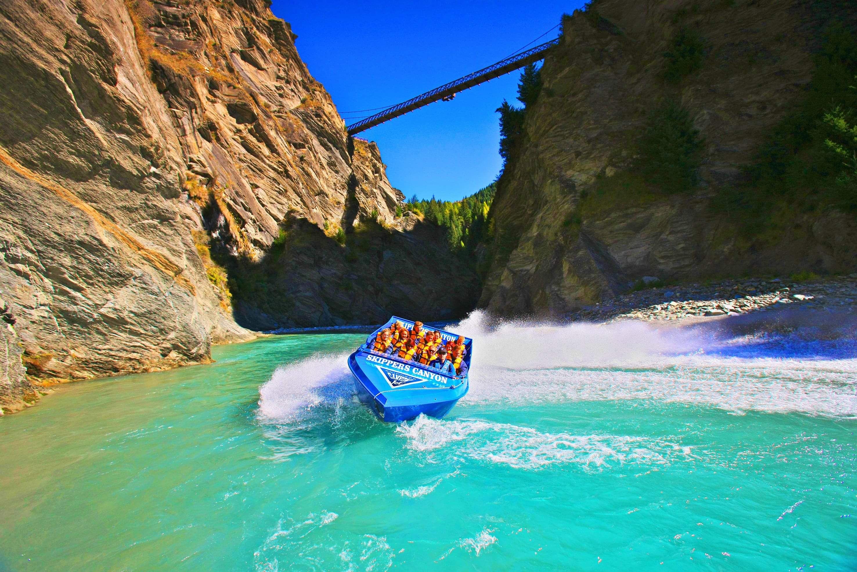 Jet boating in canyon