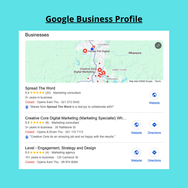 Example of Google's Local 3-Pack