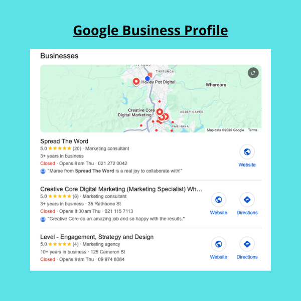 Example of the Google Local pack