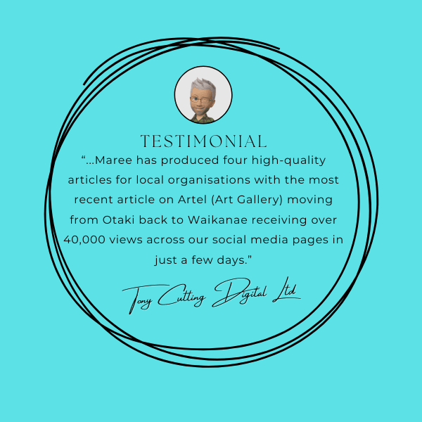 Testimonial from a digital marketer about the success of my storytelling abilities to generate interest online, including his social media platforms.