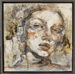 Mixed media portrait painting by Ulemj Glamuzina titled 'Ava'