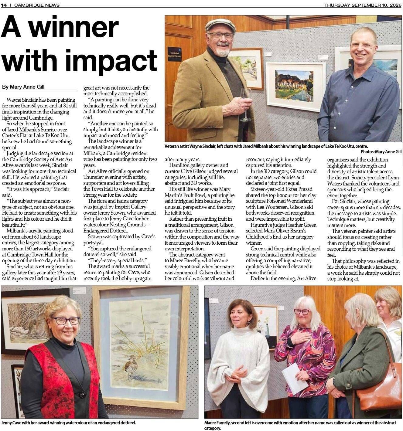 Cambridge News article on the commended entries in the Cambridge Art Soceity members exhibition