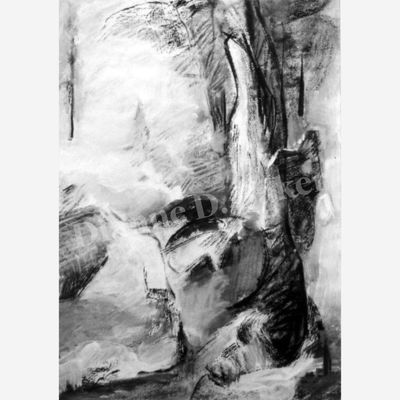 Melting Snow - Mixed Media On Paper, Framed