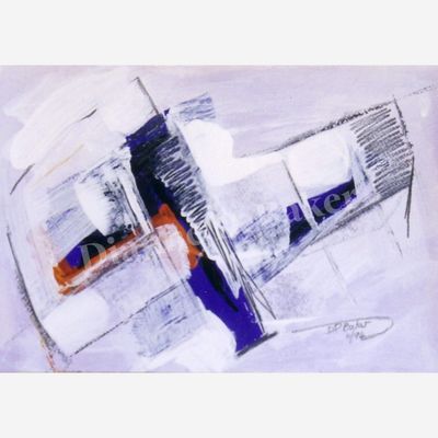 Harmony In Blue (1) - Mixed Media On Paper, Framed