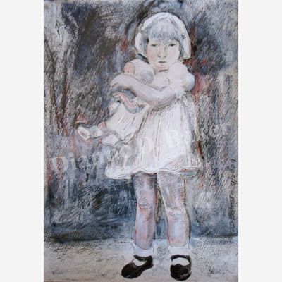 My Doll - Mixed Media On Paper, Framed