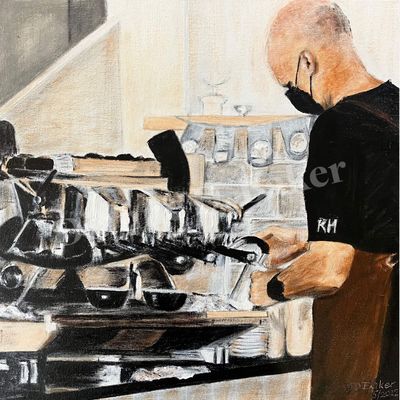 Cafe Barista - Acrylic On Canvas