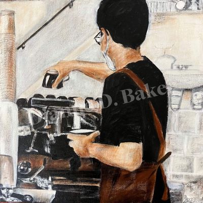 Two Cups Of Coffee - Acrylic On Canvas