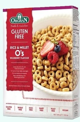 Orgran Rice and Millet O&#039;s Wildberry Breakfast Cereal 300g