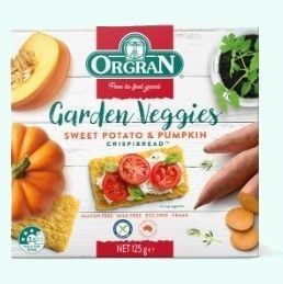 Orgran Garden Veggies Sweet Potato and Pumpkin Crispbread 125g