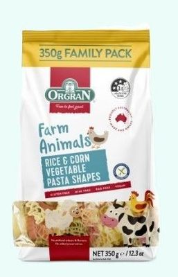 Orgran Rice and Corn Vege Farm Animals Pasta 350g
