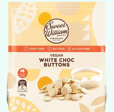 Sweet William Dairy Free White Chocolate Baking Buttons 300g